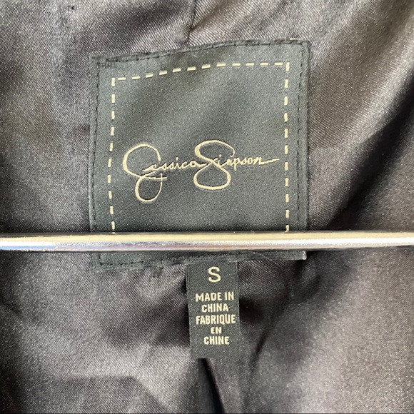 Jessica Simpson sequin navy asymmetrical blazer - Picture 2 of 4